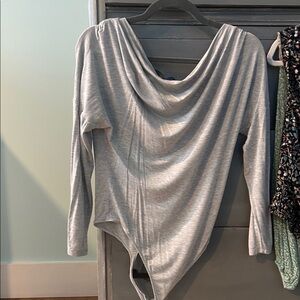 Express Light Gray Drape Neck Top
